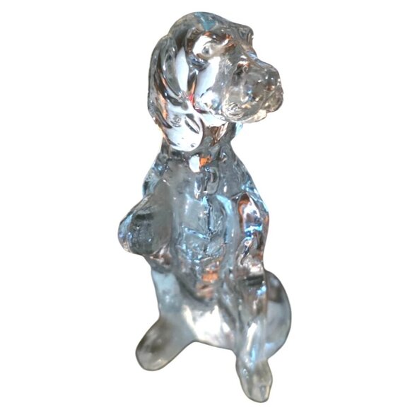 Vintage Dog Figurine 6" Clear Glass Handcrafted Canine Sculpture - Picture 3 of 9